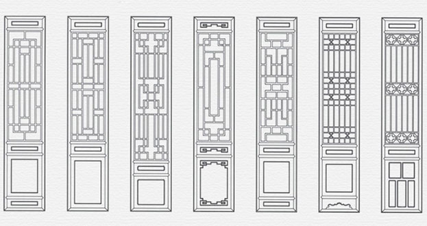 巴里坤常用中式仿古花窗图案隔断设计图