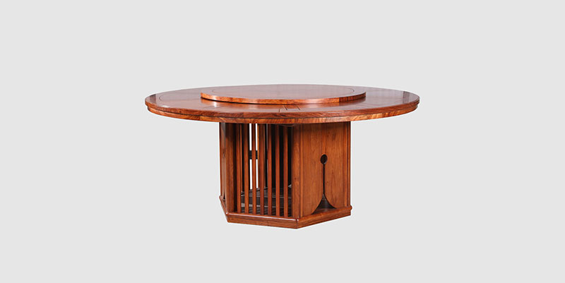 巴里坤中式餐厅装修天地圆台餐桌红木家具效果图